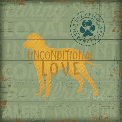 Unconditional Love Dog Black Ornate Wood Framed Art Print with Double Matting by Pugh, Jennifer