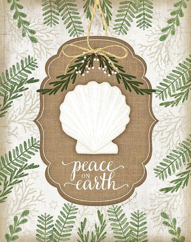 Coastal Christmas Peace Black Ornate Wood Framed Art Print with Double Matting by Pugh, Jennifer