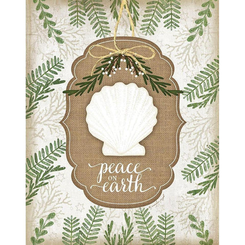 Coastal Christmas Peace Gold Ornate Wood Framed Art Print with Double Matting by Pugh, Jennifer