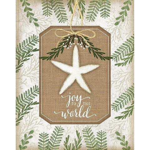 Coastal Christmas Joy Gold Ornate Wood Framed Art Print with Double Matting by Pugh, Jennifer