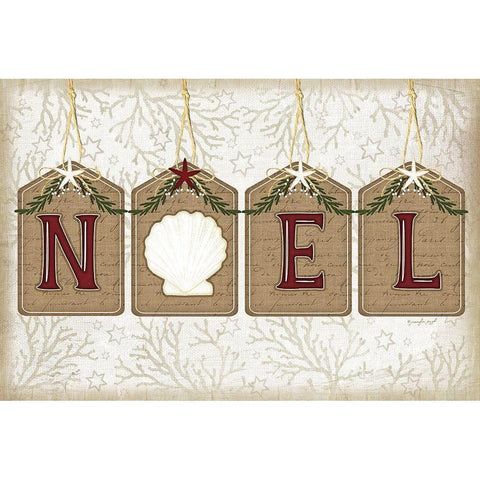 Coastal Christmas Noel White Modern Wood Framed Art Print by Pugh, Jennifer