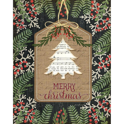 Merry Christmas Black Modern Wood Framed Art Print by Pugh, Jennifer