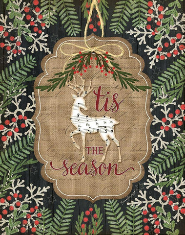 Tis the Season Black Ornate Wood Framed Art Print with Double Matting by Pugh, Jennifer