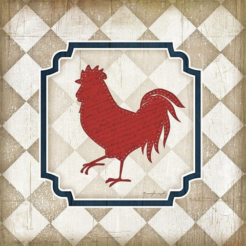 Red White and Blue Rooster XI Black Modern Wood Framed Art Print with Double Matting by Pugh, Jennifer