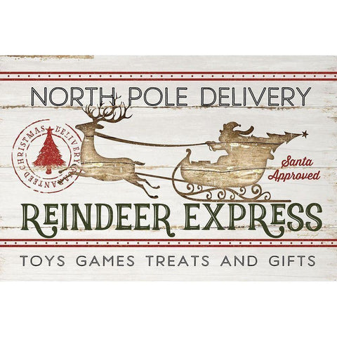 Reindeer Express Gold Ornate Wood Framed Art Print with Double Matting by Pugh, Jennifer