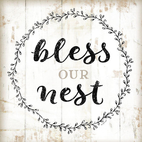 Bless Our Nest White Modern Wood Framed Art Print by Pugh, Jennifer