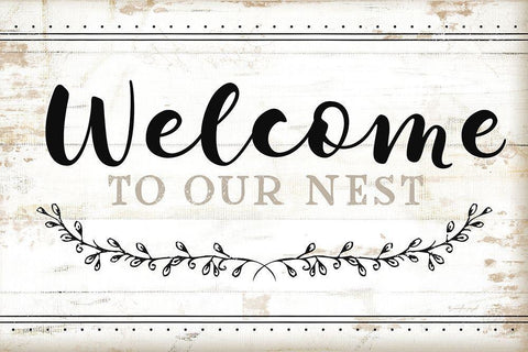 Welcome to Our Nest Black Ornate Wood Framed Art Print with Double Matting by Pugh, Jennifer