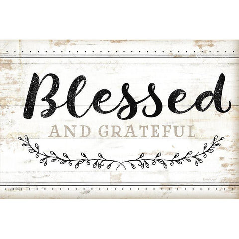 Blessed and Grateful White Modern Wood Framed Art Print by Pugh, Jennifer