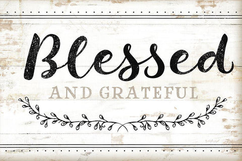 Blessed and Grateful Black Ornate Wood Framed Art Print with Double Matting by Pugh, Jennifer