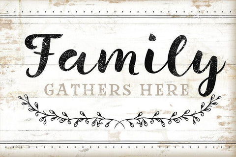 Family Gathers Here White Modern Wood Framed Art Print with Double Matting by Pugh, Jennifer