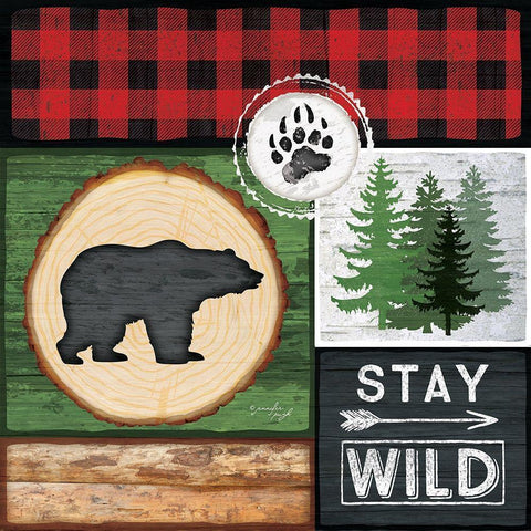 Stay Wild Black Modern Wood Framed Art Print with Double Matting by Pugh, Jennifer