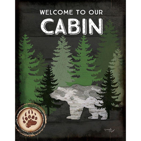 Welcome to Our Cabin Black Modern Wood Framed Art Print with Double Matting by Pugh, Jennifer