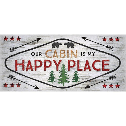 Our Cabin is My Happy Place Black Modern Wood Framed Art Print with Double Matting by Pugh, Jennifer