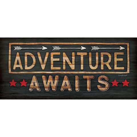 Adventure Awaits Black Modern Wood Framed Art Print with Double Matting by Pugh, Jennifer