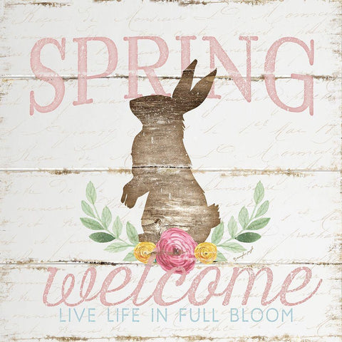 Spring Welcome White Modern Wood Framed Art Print by Pugh, Jennifer