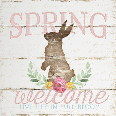 Spring Welcome Gold Ornate Wood Framed Art Print with Double Matting by Pugh, Jennifer