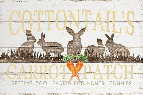 Cottontails Carrot Patch White Modern Wood Framed Art Print with Double Matting by Pugh, Jennifer