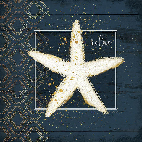 Relax Starfish Black Modern Wood Framed Art Print with Double Matting by Pugh, Jennifer