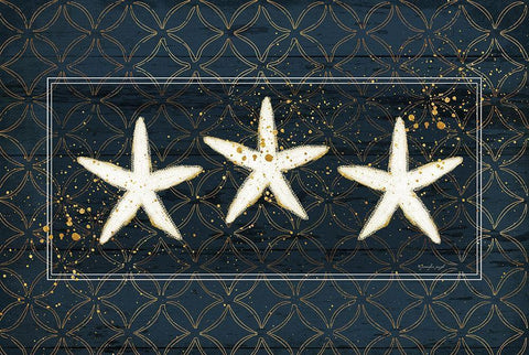 Starfish Black Ornate Wood Framed Art Print with Double Matting by Pugh, Jennifer