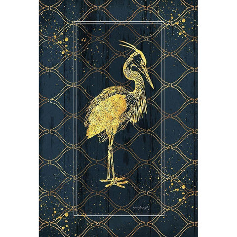 Gold Bird Gold Ornate Wood Framed Art Print with Double Matting by Pugh, Jennifer