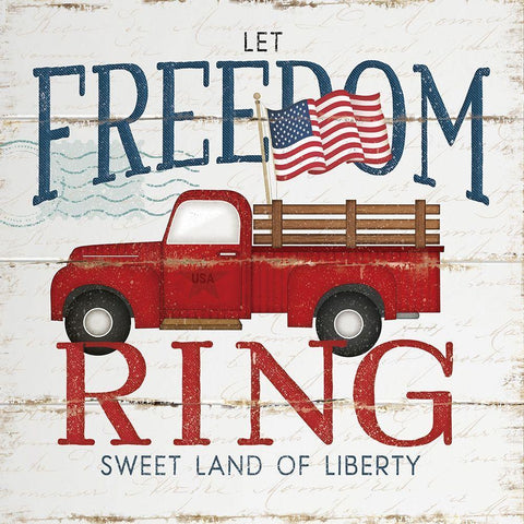 Let Freedom Ring White Modern Wood Framed Art Print by Pugh, Jennifer