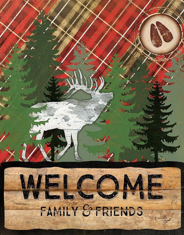 Cabin Welcome Plaid II Black Ornate Wood Framed Art Print with Double Matting by Pugh, Jennifer