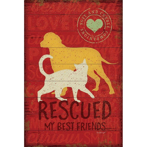 Rescued my Best Friend Gold Ornate Wood Framed Art Print with Double Matting by Pugh, Jennifer