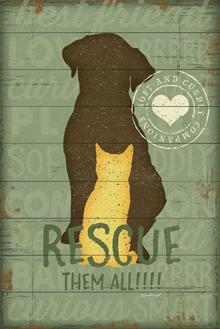 Rescue Them All Black Ornate Wood Framed Art Print with Double Matting by Pugh, Jennifer