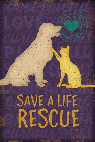 Save a Life Rescue Black Ornate Wood Framed Art Print with Double Matting by Pugh, Jennifer