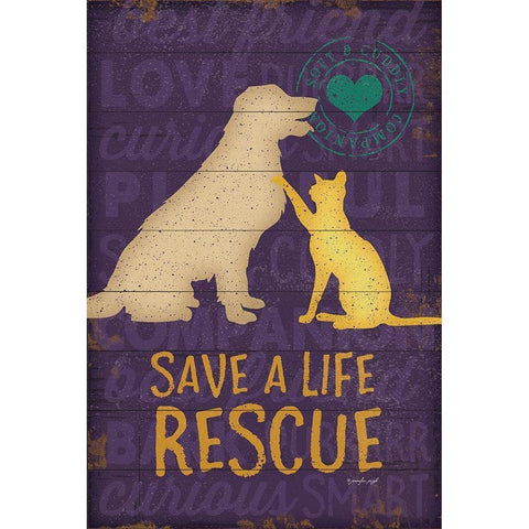 Save a Life Rescue Black Modern Wood Framed Art Print by Pugh, Jennifer