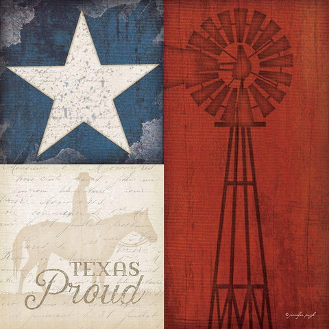 Texas Proud Black Modern Wood Framed Art Print with Double Matting by Pugh, Jennifer