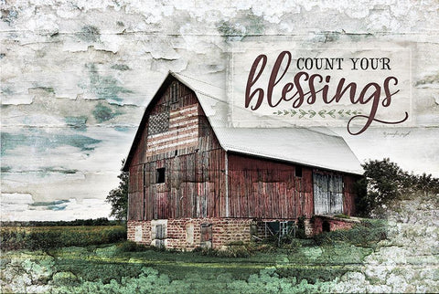 Count Your Blessings White Modern Wood Framed Art Print with Double Matting by Pugh, Jennifer