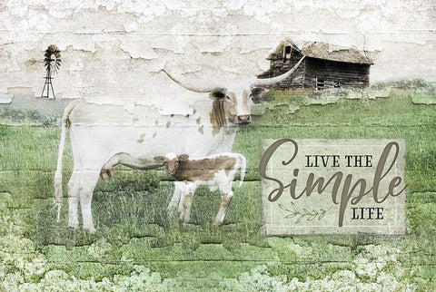 Live the Simple Life Black Ornate Wood Framed Art Print with Double Matting by Pugh, Jennifer