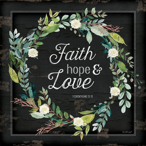 Faith, Hope and Love Black Modern Wood Framed Art Print with Double Matting by Pugh, Jennifer