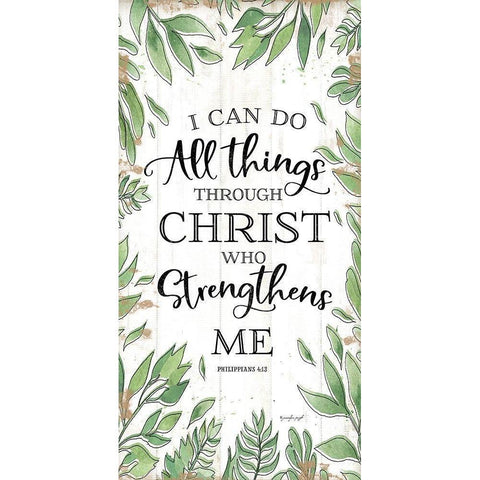 I Can Do All Things Through Christ White Modern Wood Framed Art Print by Pugh, Jennifer