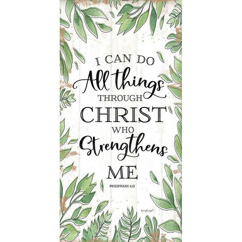 I Can Do All Things Through Christ Black Modern Wood Framed Art Print by Pugh, Jennifer