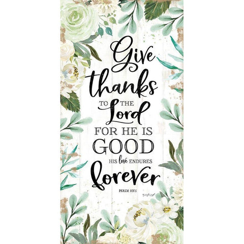 Give Thanks to the Lord White Modern Wood Framed Art Print by Pugh, Jennifer