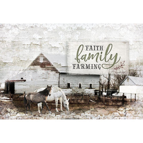 Faith, Family, Farming Gold Ornate Wood Framed Art Print with Double Matting by Pugh, Jennifer