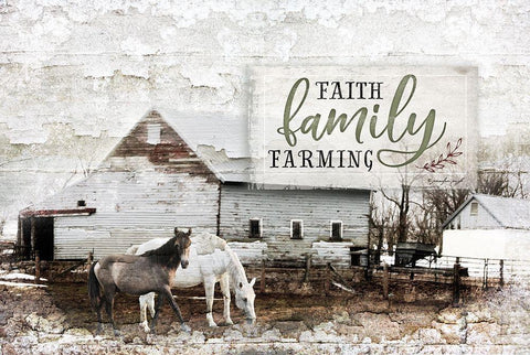 Faith, Family, Farming Black Ornate Wood Framed Art Print with Double Matting by Pugh, Jennifer
