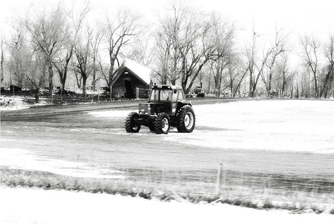 Tractor White Modern Wood Framed Art Print with Double Matting by Pugh, Jennifer