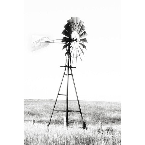 Windmill Black Modern Wood Framed Art Print with Double Matting by Pugh, Jennifer