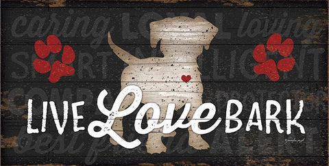 Live Love Bark Black Ornate Wood Framed Art Print with Double Matting by Pugh, Jennifer