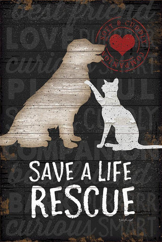 Save a Life - Rescue Black Ornate Wood Framed Art Print with Double Matting by Pugh, Jennifer
