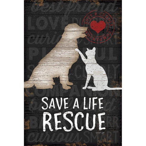 Save a Life - Rescue Black Modern Wood Framed Art Print with Double Matting by Pugh, Jennifer