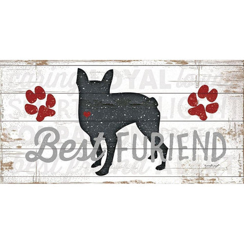 Best Furiend - Dog Black Modern Wood Framed Art Print with Double Matting by Pugh, Jennifer