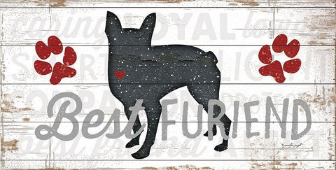 Best Furiend - Dog Black Ornate Wood Framed Art Print with Double Matting by Pugh, Jennifer