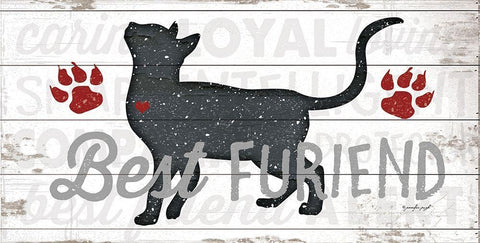 Best Furiend - Cat Black Ornate Wood Framed Art Print with Double Matting by Pugh, Jennifer