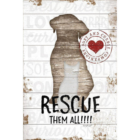 Rescue them All Gold Ornate Wood Framed Art Print with Double Matting by Pugh, Jennifer