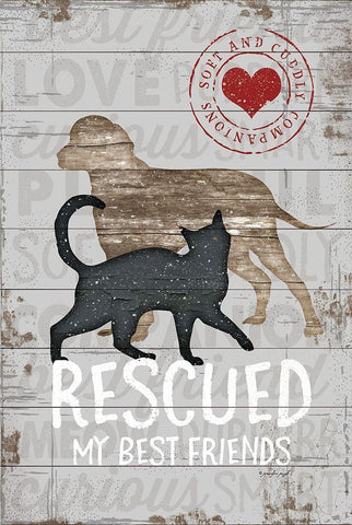 Rescued My Best Friend White Modern Wood Framed Art Print with Double Matting by Pugh, Jennifer