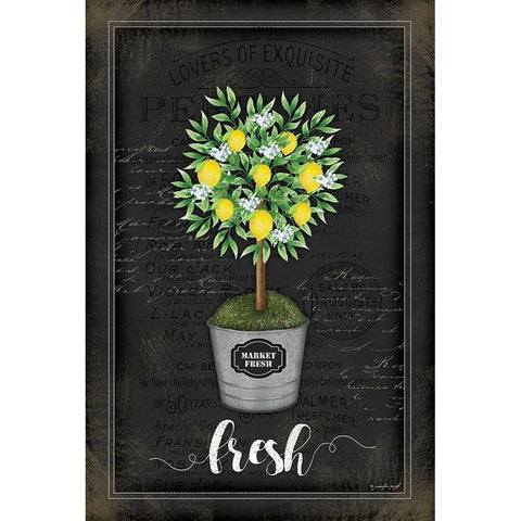 Lemon Topiary Black Modern Wood Framed Art Print by Pugh, Jennifer